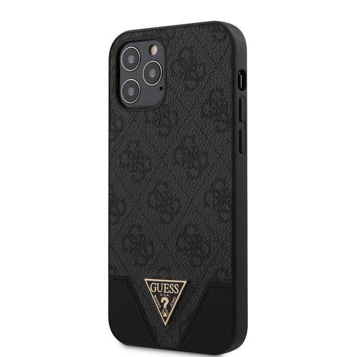 Guess PU 4G Triangle Case Защитный чехол для iPhone 12/12 Pro 6.1 / серый (GUHCP12MPU4GHBK)