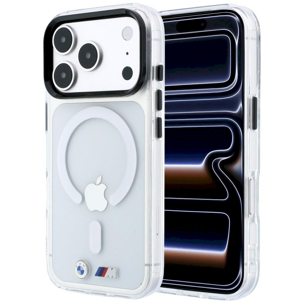 BMW M Case IML Glossy Metal Logo & Trims MagSafe Aizsargapvalks priekš iPhone 18 Pro Max / caurspīdīgs (BMHMP18X26HTGMILH)
