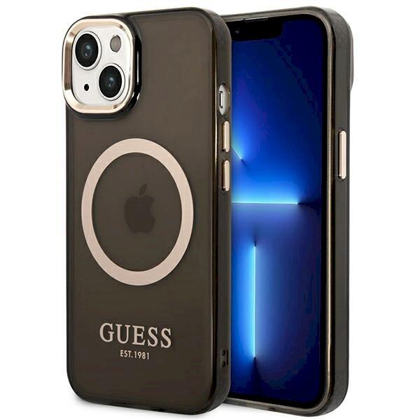 Guess GUHMP14MHTCMK Hardcase Gold Outline Translucent Mag Защитный чехол для iPhone 14 Plus / 15 Plus 6.7" / чёрный (GUHMP14MHTCMK)