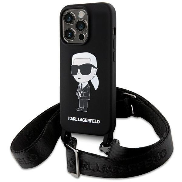 Karl Lagerfeld Crossbody Silicone Ikonik Back Case Защитный Чехол для Apple iPhone 15 Pro Max (KLHCP15XSCBSKNK)