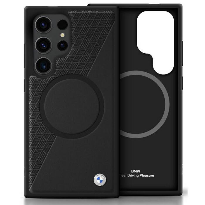 BMW Leather Half Textured MagSafe Case Чехол для Samsung Galaxy S25 Ultra (BMHMS25L23RTPK)