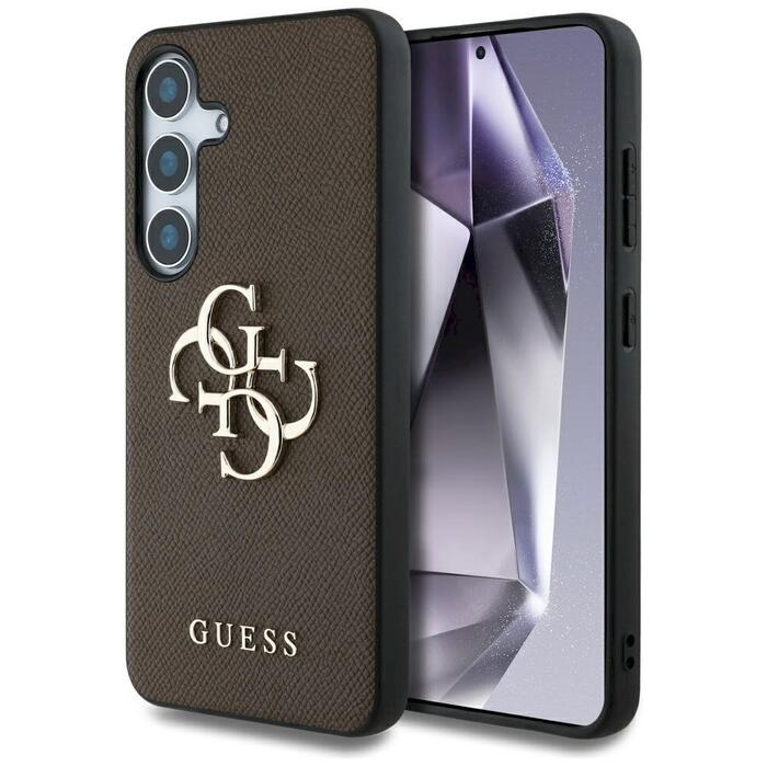 Guess Grained Big 4G Logo Small Classic Logo Case Защитный чехол для Samsung Galaxy S25 Plus / коричневый (GUHCS25MPGT4MBW)