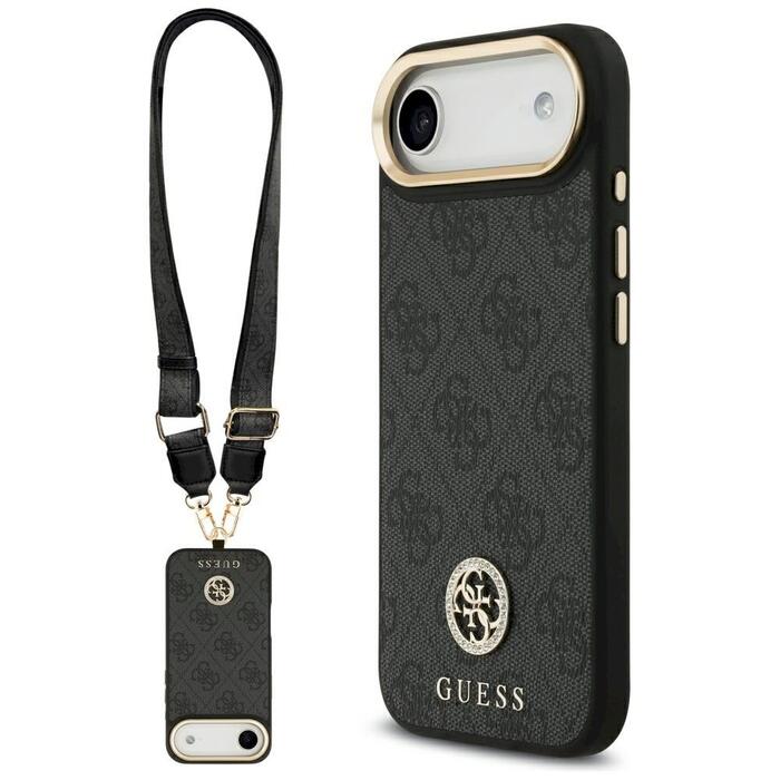 Guess 4G Strass Logo & Big Strap Metal Buttons MagSafe Защитный чехол для iPhone Air / чёрный (GUHMP17MP4G4DCSK)