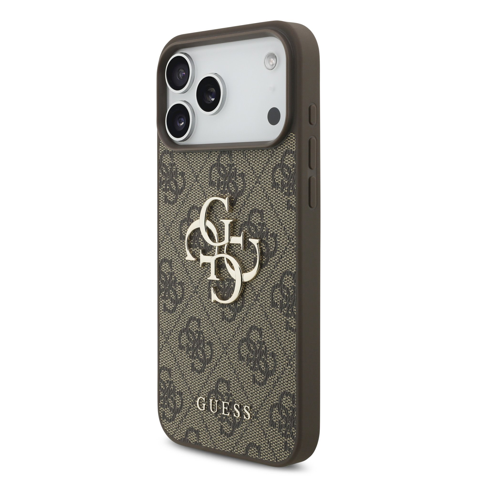 Guess PU 4G Metal Logo Case Aizsargapvalks priekš iPhone 18 Pro Max / brūns (GUHCP18X4GMGBR)