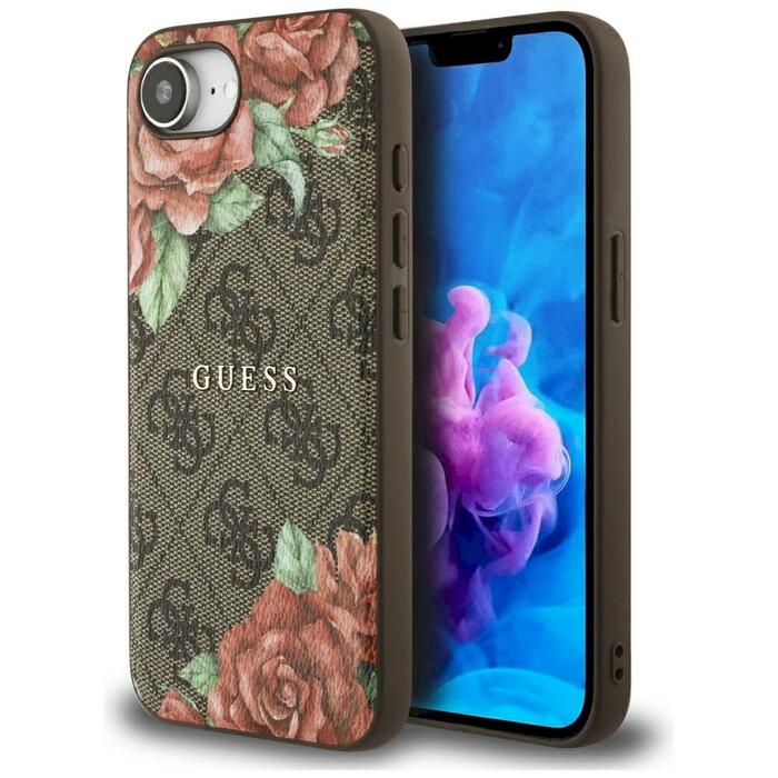 Guess 4G Flowers Print MagSafe Case Защитный чехол для iPhone 16e/17e / коричневый (GUHMPSE4P4ROPEMCW)