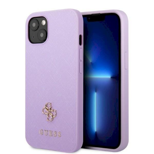 Guess GUHCP13SPS4MU Saffiano 4G Small Metal Logo Защитный чехол для iPhone 13 mini 5,4" / фиолетовый (GUHCP13SPS4MU)