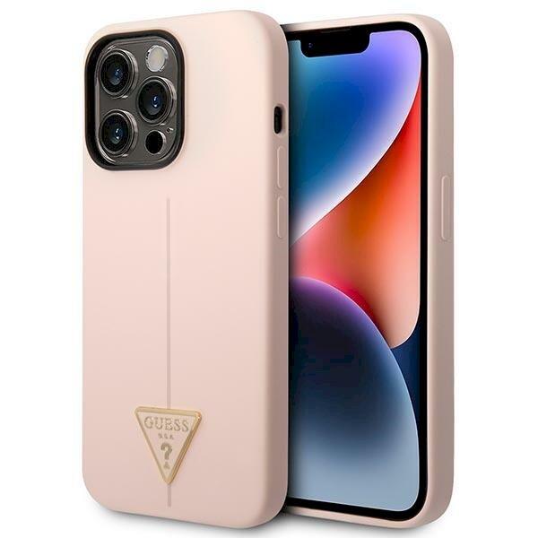 Guess GUHCP14XSLTGP Silicone Triangle Защитный чехол для iPhone 14 Pro Max 6,7" / розовый (GUHCP14XSLTGP)