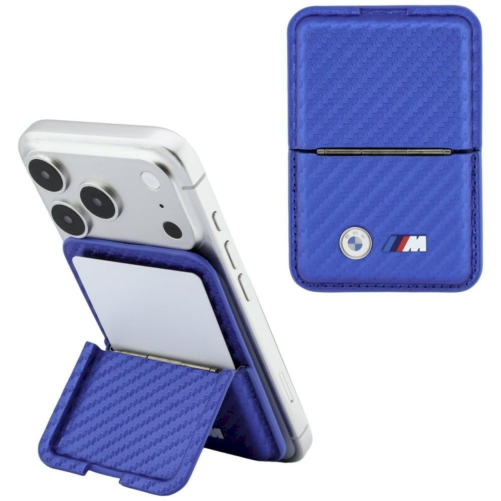BMW M Carbon Wallet Case Metal Logos MagSafe Telefona maciņš / zils (BMOWMCS26PCILB)