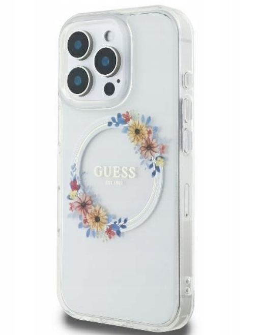 Guess IML Flowers Wreath MagSafe Case Защитный Чехол для Apple iPhone 16 Pro (GUHMP16LHFWFCT)
