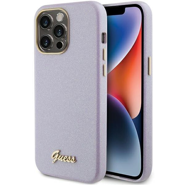 Guess Glitter Glossy Script Back Case Защитный Чехол для Apple iPhone 15 Pro Max (GUHCP15XPGMCSL)