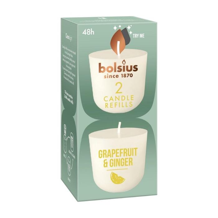 Bolsius CleanLight Uzpildes Sveces 2gab Grapefruit&Ginger (37030586)