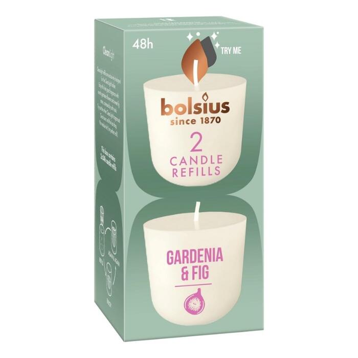 Bolsius CleanLight Uzpildes Sveces 2gab Gardenia&Fig (37030503)
