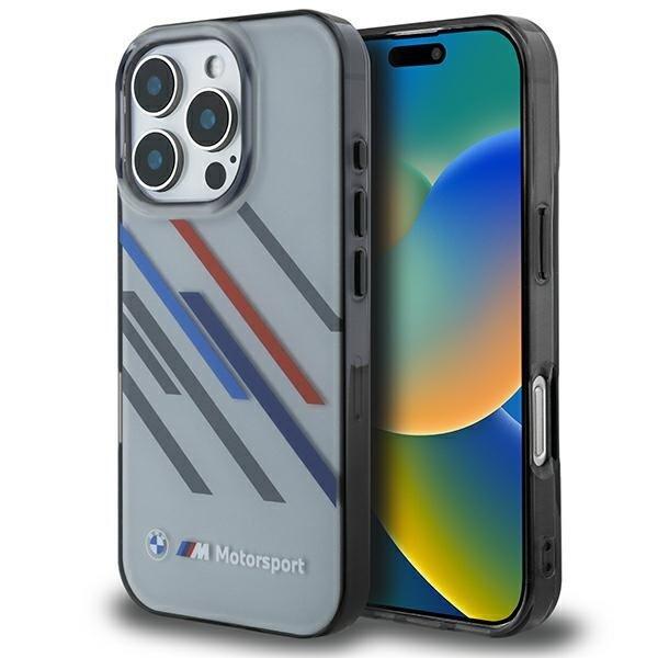 BMW Motorsport IML Random Stripes Aizsargapvalks Priekš Apple iPhone 16 Pro (BMHCP16L23HTRAG)
