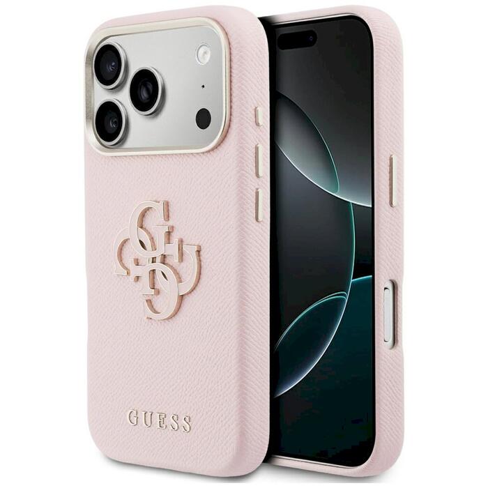 Case Guess FW Resin Logo Защитный чехол для iPhone 17 Pro / розовый (GUHCP17S5PS4RGGP)