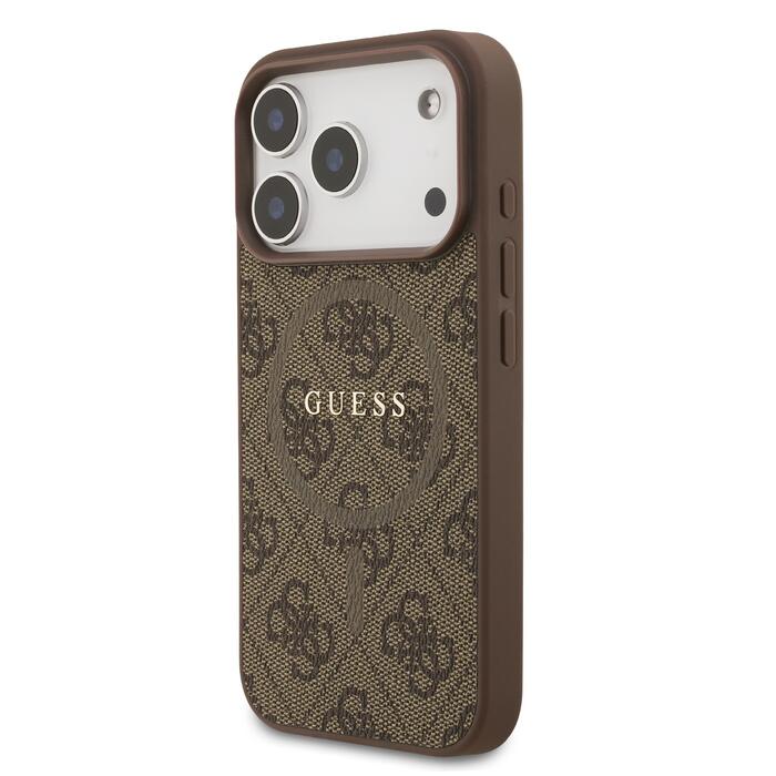 Guess PU Leather 4G Colored Ring MagSafe Case Защитный чехол для iPhone 17 Pro / коричневый (GUHMP17LG4GFRW)