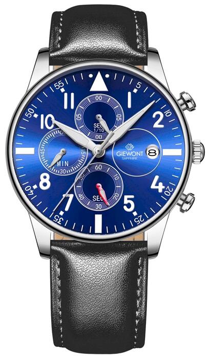 Giewont Vīriešu pulkstenis Chronograph Sapphire GW5630-A3 / melns/zils (GW5630-A3)