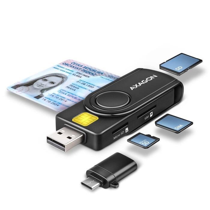 Axagon CRE-SMP2A Smart ID Reader + SD / microSD / SIM (CRE-SMP2A)