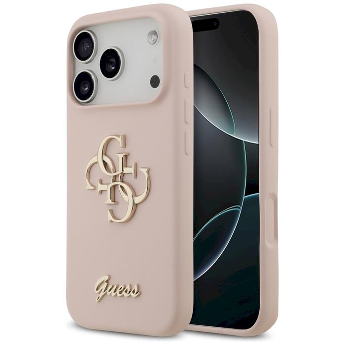 Guess Silicone Big 4G Script Case Защитный чехол для iPhone 17 Pro / розовый (GUHCP17LSC4GSMP)