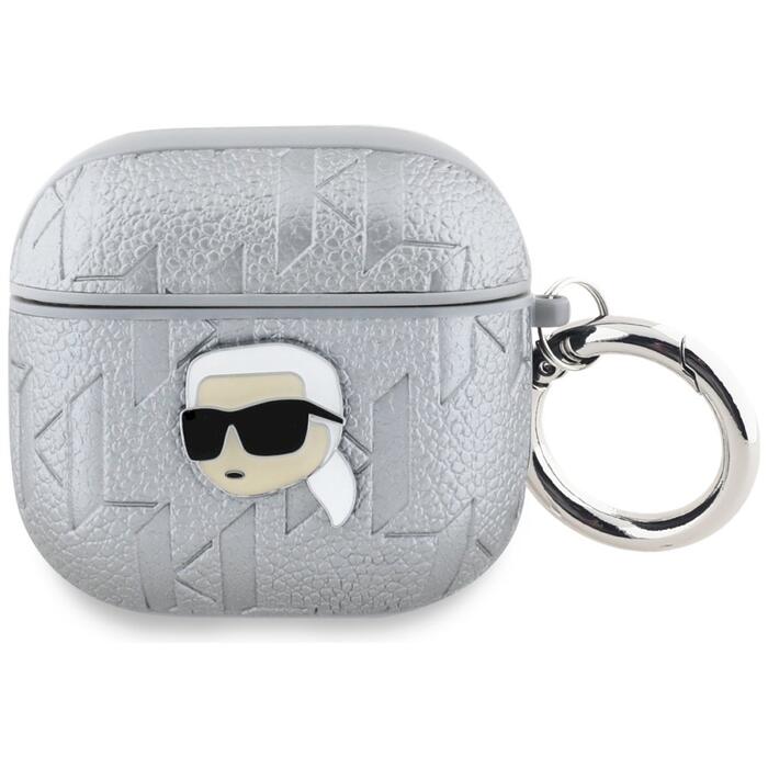 Karl Lagerfeld Monogram Karl Head Case Защитный чехол для AirPods 4 / серебристый (KLA4PGKIPS)
