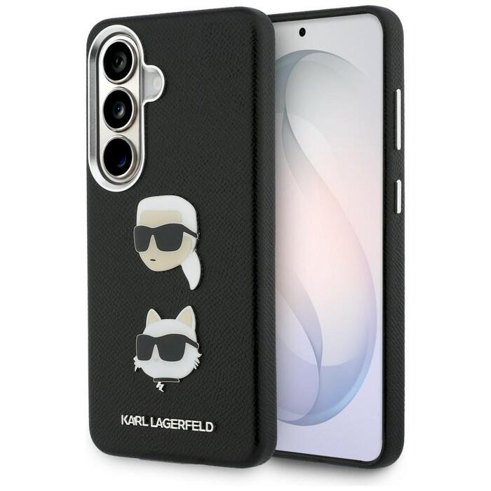 Karl Lagerfeld Saffiano Double Heads Metal Aizsargapvalks priekš Samsung Galaxy S26 / melns (KLHCS26SPSFDHPOK)