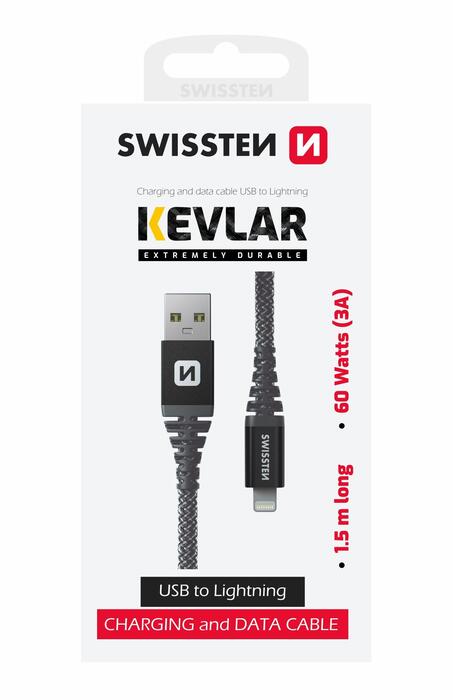 Swissten ARAMID REINFORCED Kabelis USB /