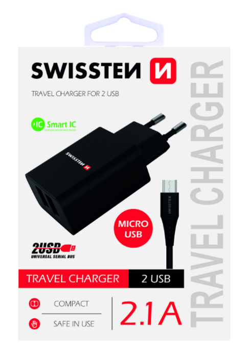 Swissten Premium Tīkla Lādētājs USB 2