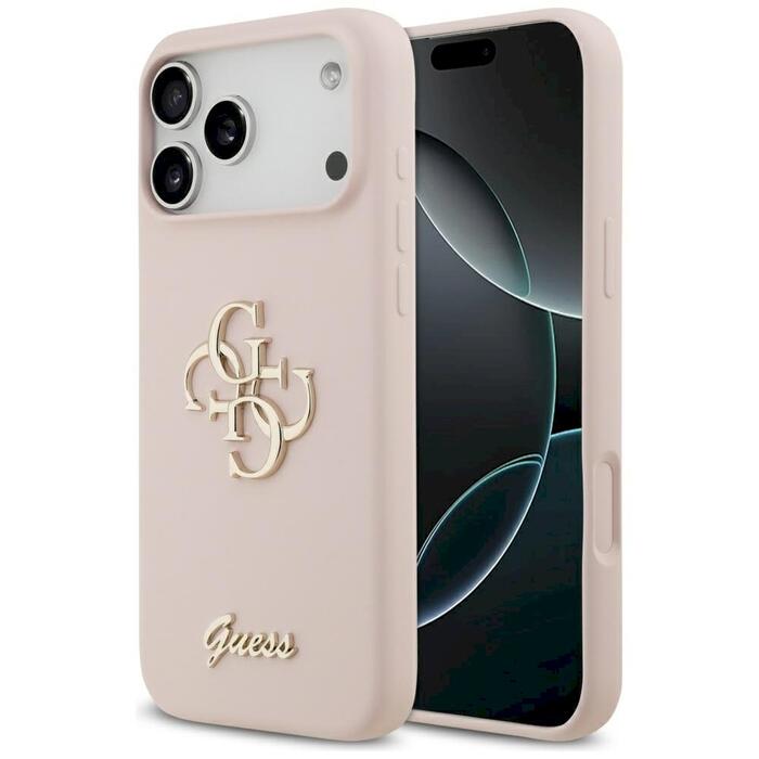 Guess Silicone Big 4G Script Case Защитный чехол для iPhone 17 Pro Max / розовый (GUHCP17XSC4GSMP)