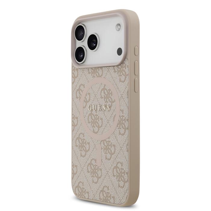 Guess PU Leather 4G Colored Ring MagSafe Case Защитный чехол для iPhone 17 Pro Max / розовый (GUHMP17XG4GFRP)