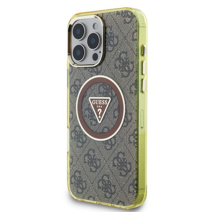 Guess IML 4G Glitter and Triangle Logo MagSafe Защитный чехол для Apple iPhone 16 Pro (GUHMP16LHG4PRTGW)