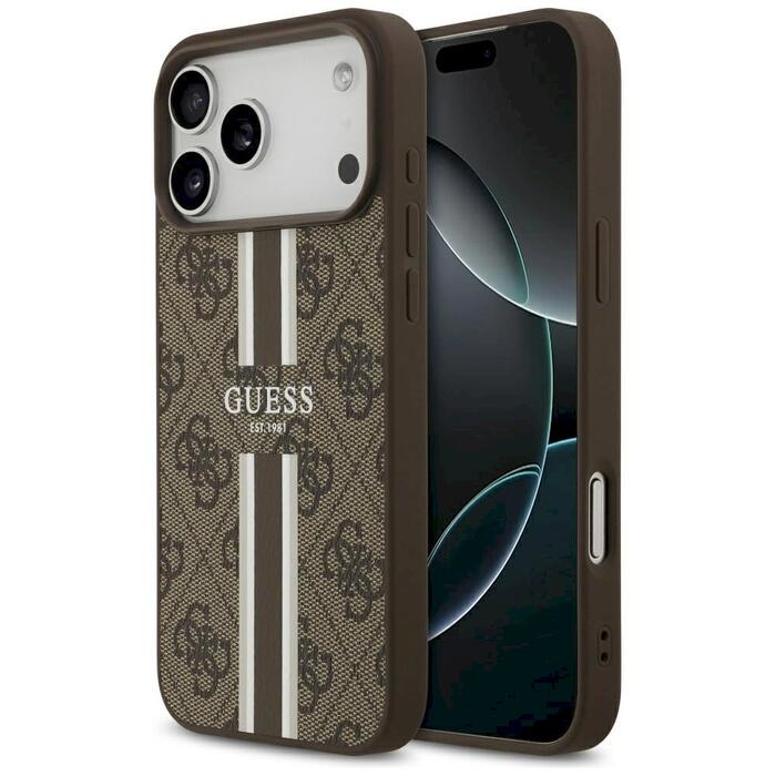 Guess 4G Printed Stripes MagSafe Case Защитный чехол для iPhone 17 Pro Max / коричневый (GUHMP17XP4RPSW)