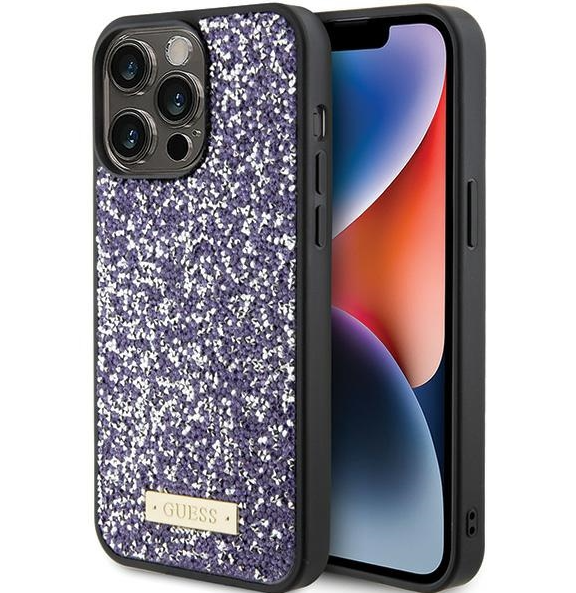 Guess Rhinestone Metal Logo Case Защитный Чехол для  Apple iPhone 15 Pro (GUHCP15LPFGSBSP)