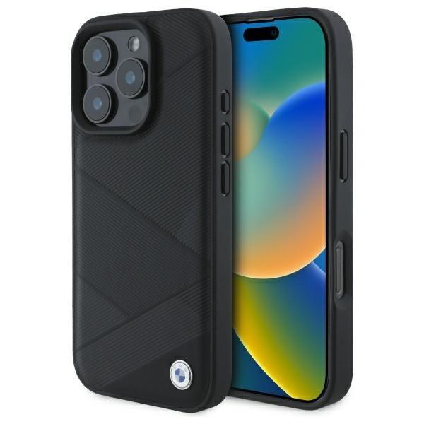BMW Sign Leather Crossing Lines Pattern Чехол для Apple iPhone 16 Pro Max (BMHCP16X23RCGPK)