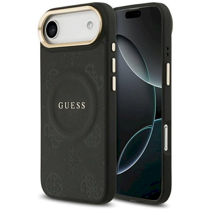 Case Guess Peony Hot Stamp MagSafe Защитный чехол для iPhone Air / чёрный (GUHMP17MPSAMSECK)
