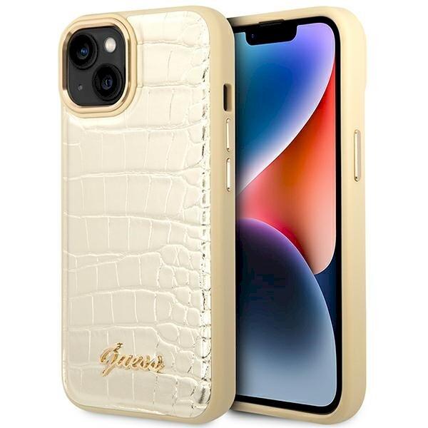 Guess GUHCP14MHGCRHD Croco Collection Защитный чехол для iPhone 14 Plus / 15 Plus 6.7" / золотой (GUHCP14MHGCRHD)