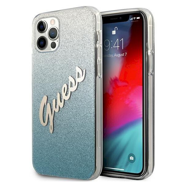 Guess GUHCP12LPCUGLSBL Glitter Gradient Script Защитный чехол для iPhone 12 Pro Max 6,7" / синий (GUHCP12LPCUGLSBL)