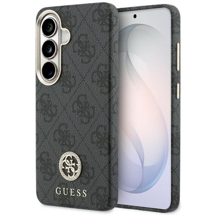 Guess 4G Rhinestone Round Logo MagSafe Aizsargapvalks priekš Samsung Galaxy S26 / melns (GUHMS26SP4GRMDEK)