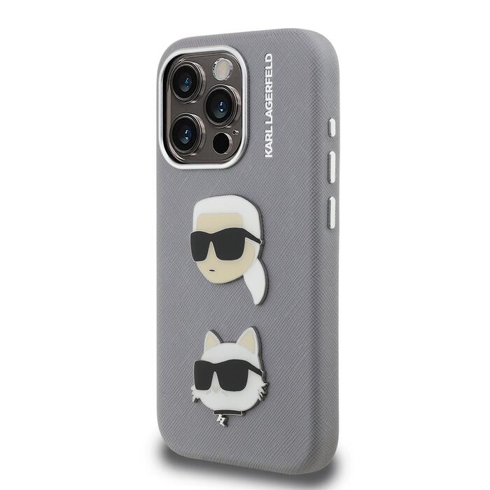 Karl Lagerfeld Grained PU K&CH Heads Case Чехол для Apple iPhone 15 Pro (KLHCP15LPSFDHPG)