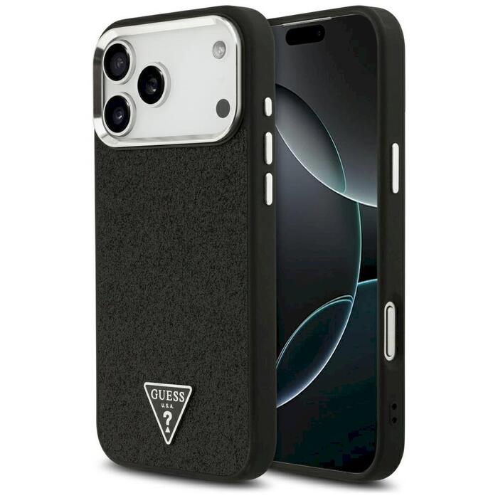 Guess Glitter Triangle Logo MagSafe Защитный чехол для iPhone 17 Pro Max / чёрный (GUHMP17XPFGTSCMK)