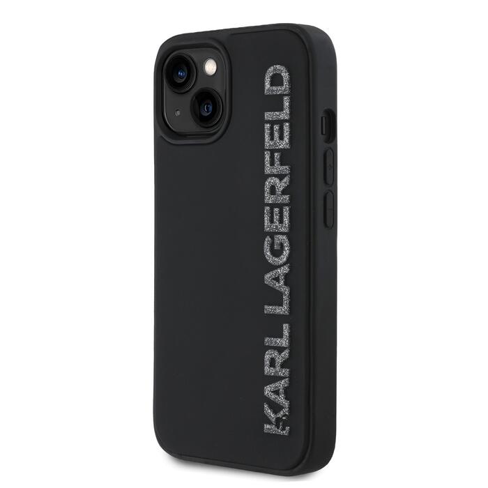 Karl Lagerfeld 3D Rubber Glitter Logo Case Защитный чехол для iPhone 15 / чёрный (KLHCP15SRBKGVCK)