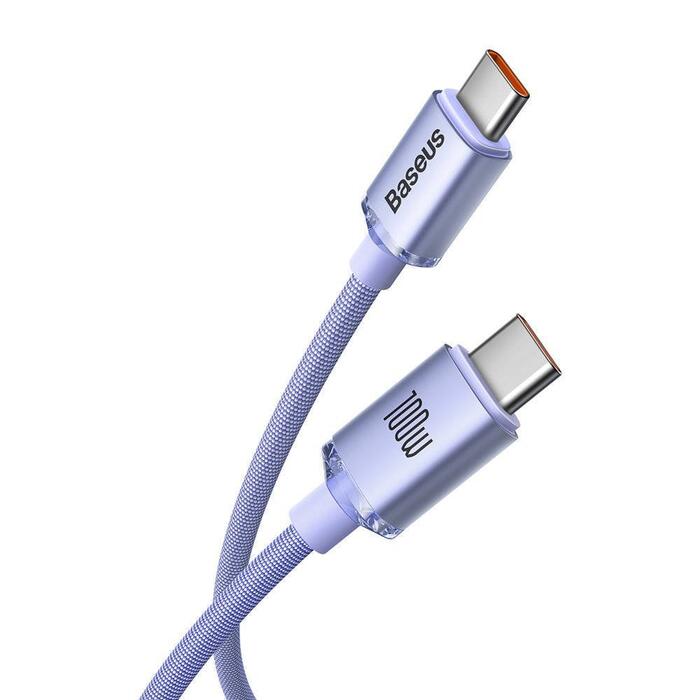Baseus CAJY000705 Crystal Shine Series Data Cable Кабель для передачи данных USB-C - USB-C 100W 2m / фиолетовый (CAJY000705)