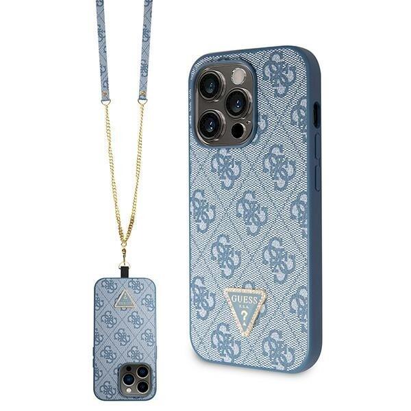 Guess GUHCP14XP4TDSCPB Crossbody 4G Metal Logo Защитный чехол для iPhone 14 Pro Max 6.7" / синий (GUHCP14XP4TDSCPB)