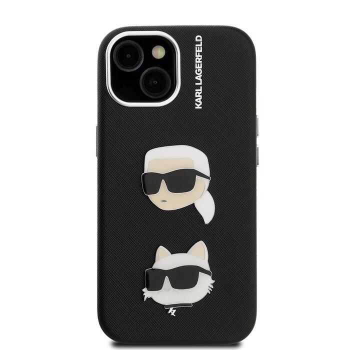 Karl Lagerfeld Grained PU K&CH Heads Case Чехол для Apple iPhone 15 (KLHCP15SPSFDHPK)
