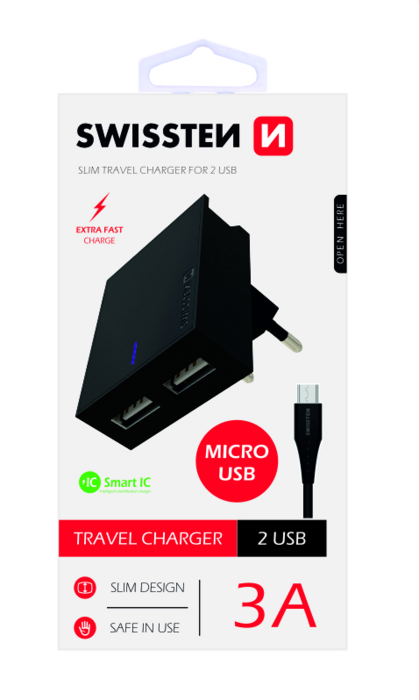 Swissten Premium Tīkla Lādētājs USB 3A