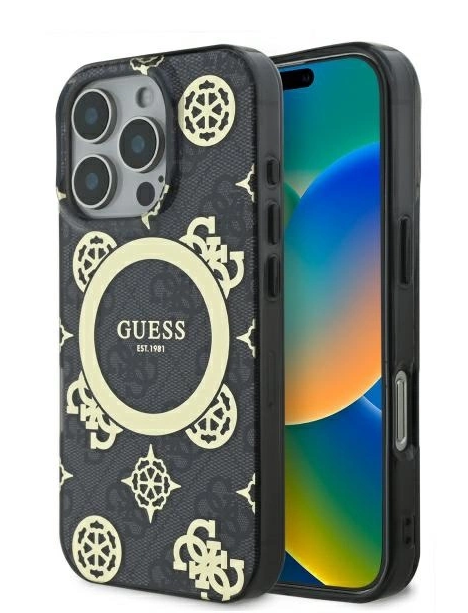 Guess IML Peony On 4G Background MagSafe Защитный Чехол для Apple iPhone 16 Pro Max (GUHMP16XH4PYEEK)