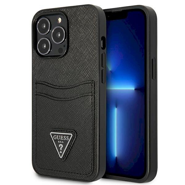 Guess GUHCP13LPSATPK Hardcase Saffiano Triangle Logo Cardslot Защитный чехол для iPhone 13 Pro / 13 6,1" / чёрный (GUHCP13LPSATPK)