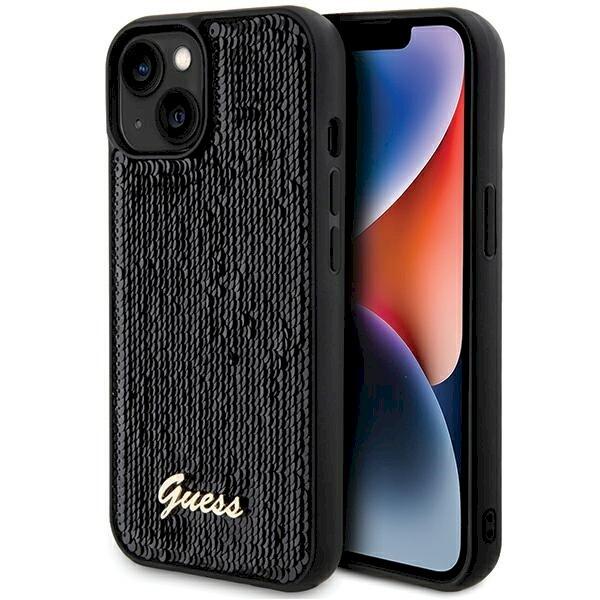Guess GUHCP14SPSFDGSK Hardcase Sequin Script Metal Защитный чехол для iPhone 14 / 15 / 13 6.1" / чёрный (GUHCP14SPSFDGSK)