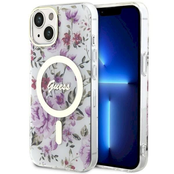 Guess GUHMP14MHCFWST Hardcase Flower MagSafe Aizsargapvalks