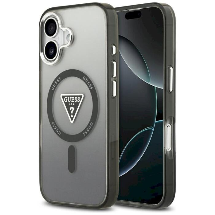 Case Guess IML Gradient Triangle Logo MagSafe Защитный чехол для iPhone 17 / чёрный (GUHMP17SHGTMLCGK)