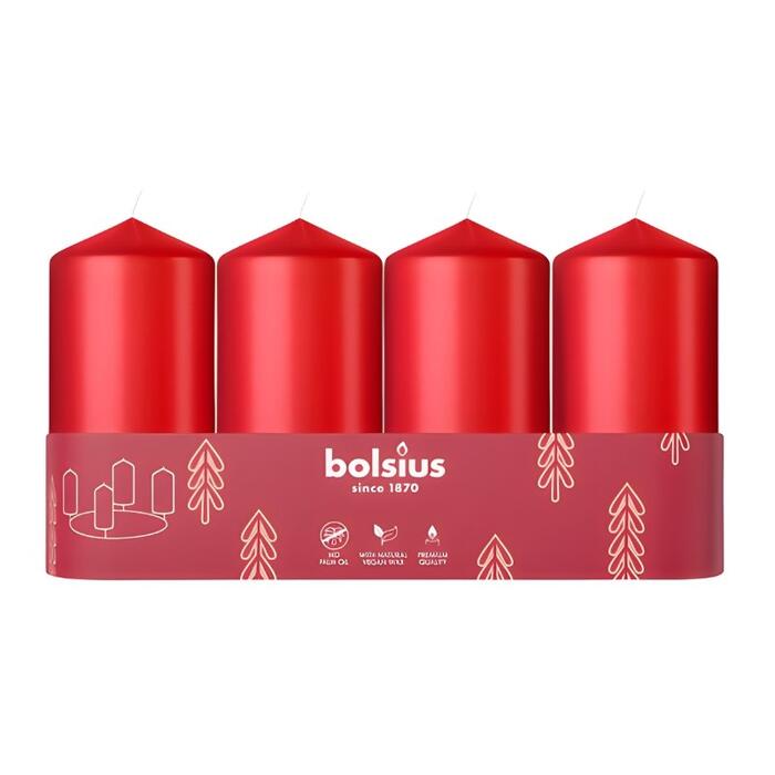 Bolsius Cilindra Sveces 4gab 100x48mm Red (37306941)