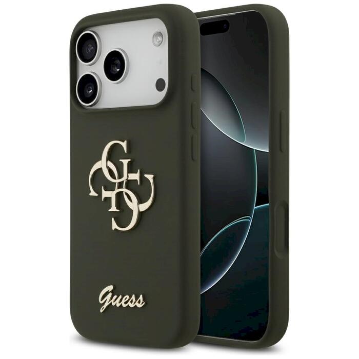 Guess Silicone Big 4G Script case Защитный чехол для iPhone 17 Pro Max / хаки (GUHCP17XSC4GSMA)